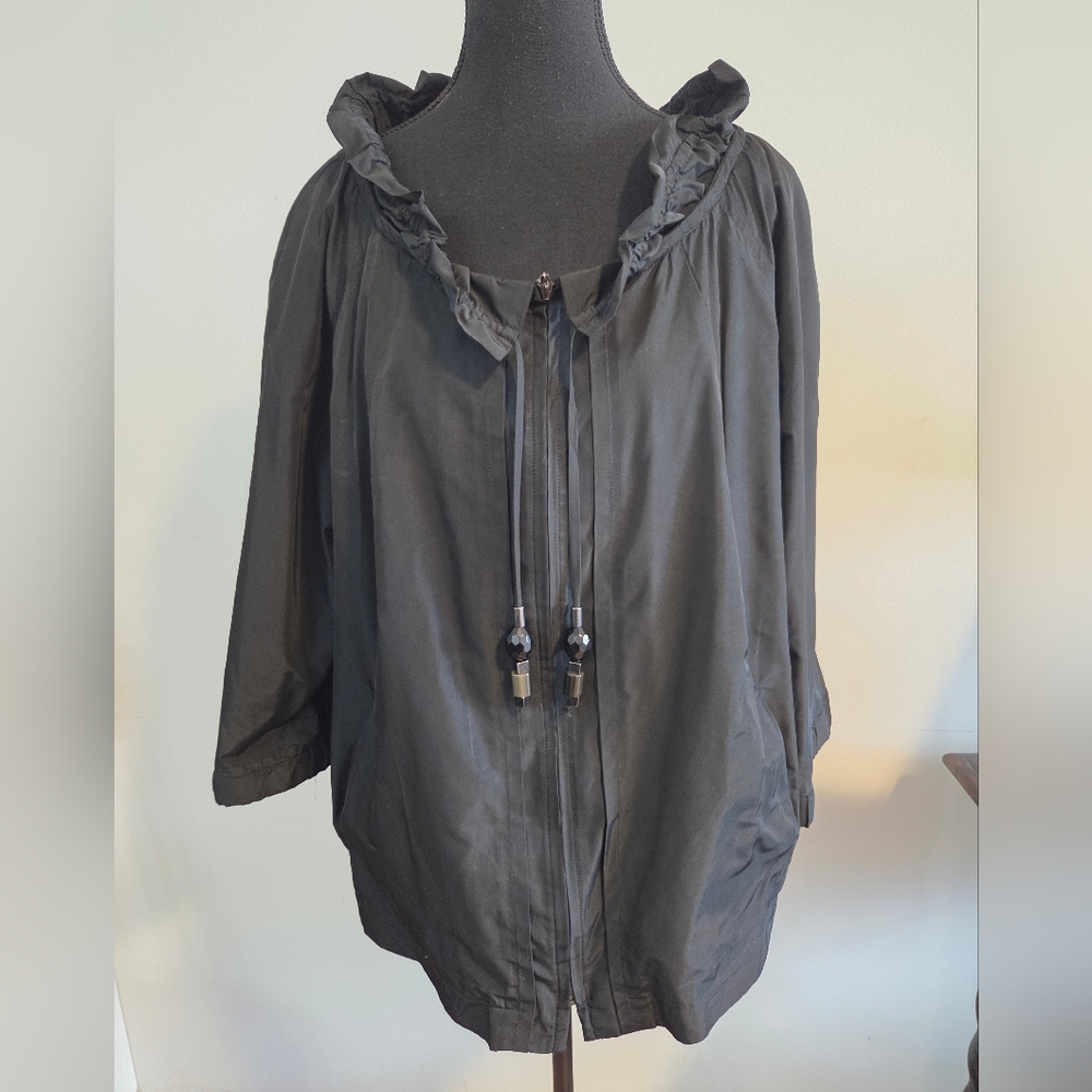 Marina Rinaldi ruffle neck windbreaker Sz XL